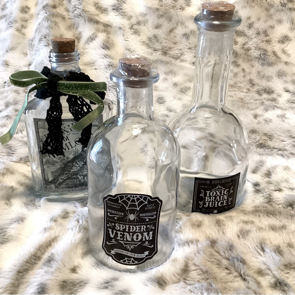 Halloween Potion Bottles Set - Clear Glass